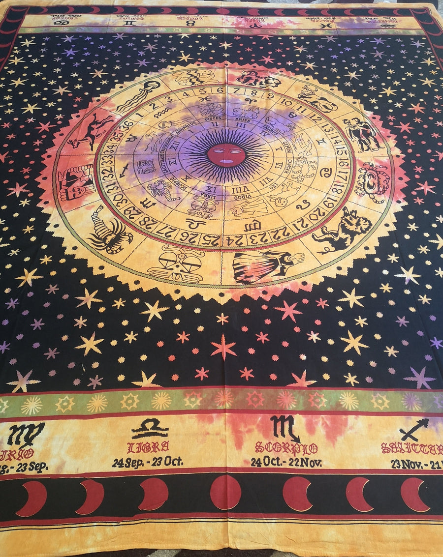 Zodiac Stars, Tapestry, Indian Tapestry, Beach Blanket, Arcane Coda