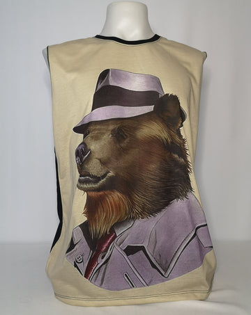 suave bear with hat on tank top