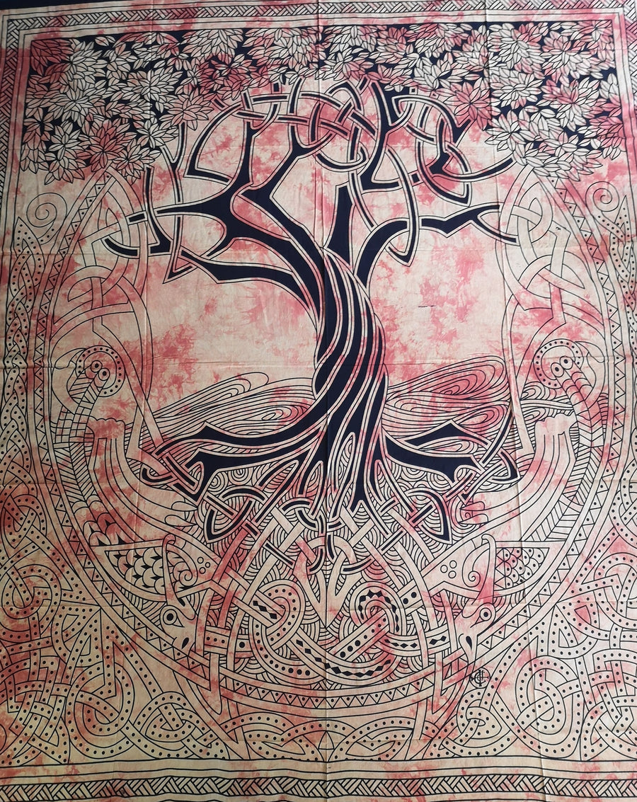 celtic tree knot work indian tapestry, bed cover, wall hanging